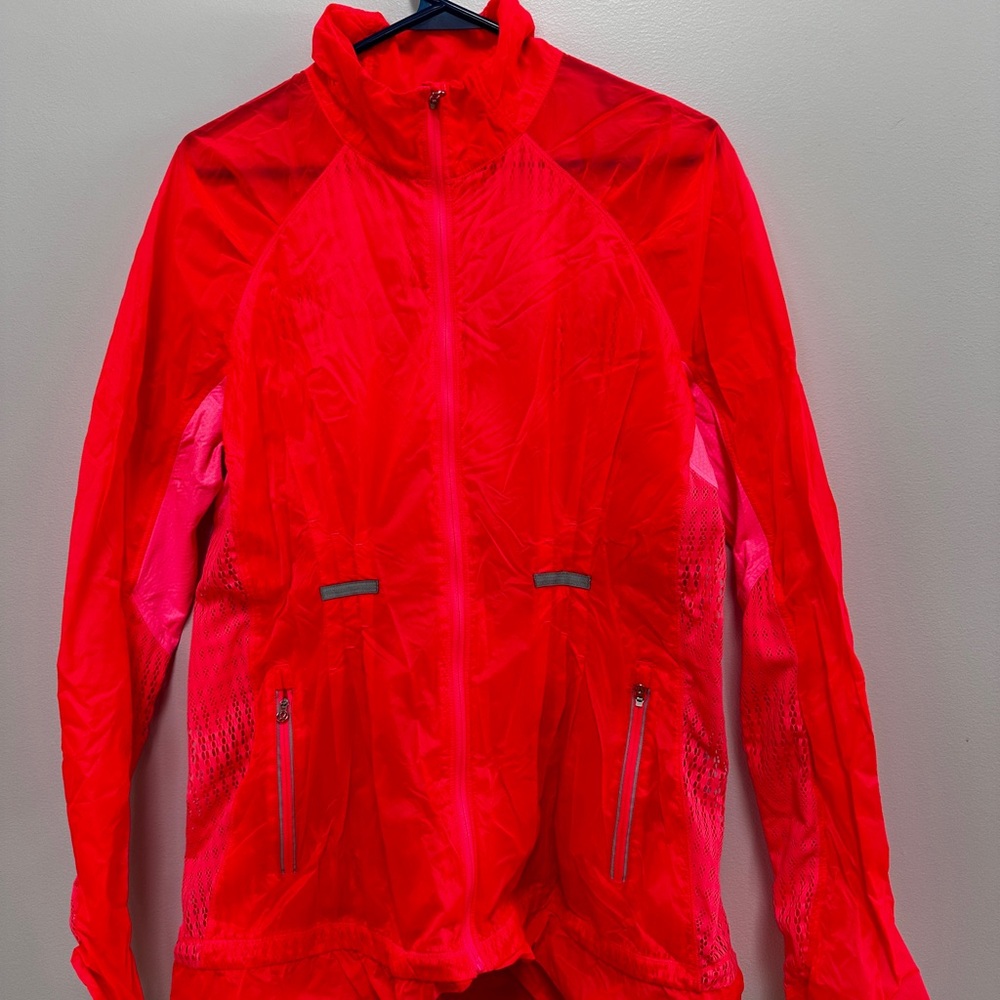 Lululemon Neon Coral Lightweight Zip-Up Running Jacket
